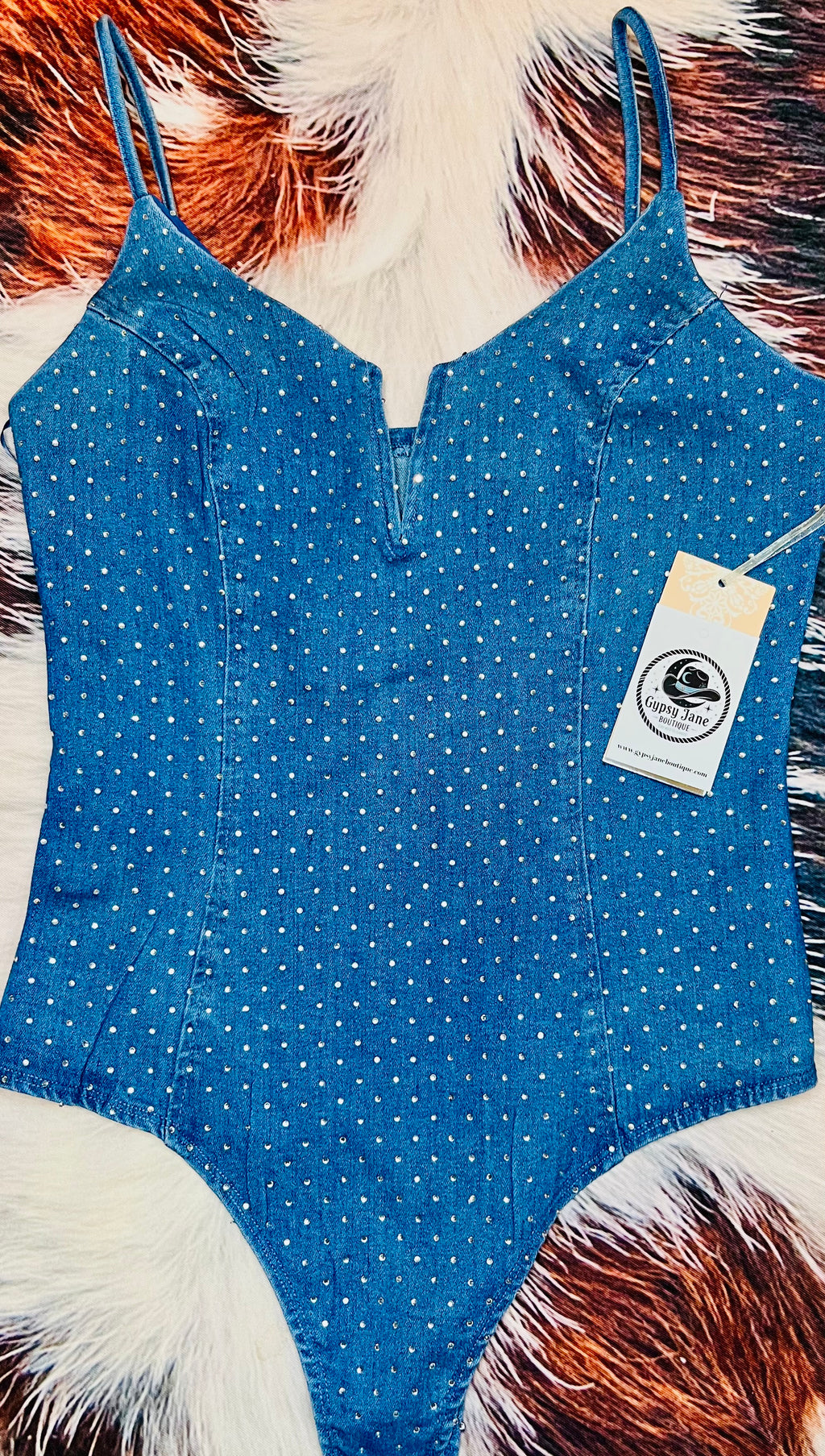 Western Glam Rhinestone Denim Bodysuits