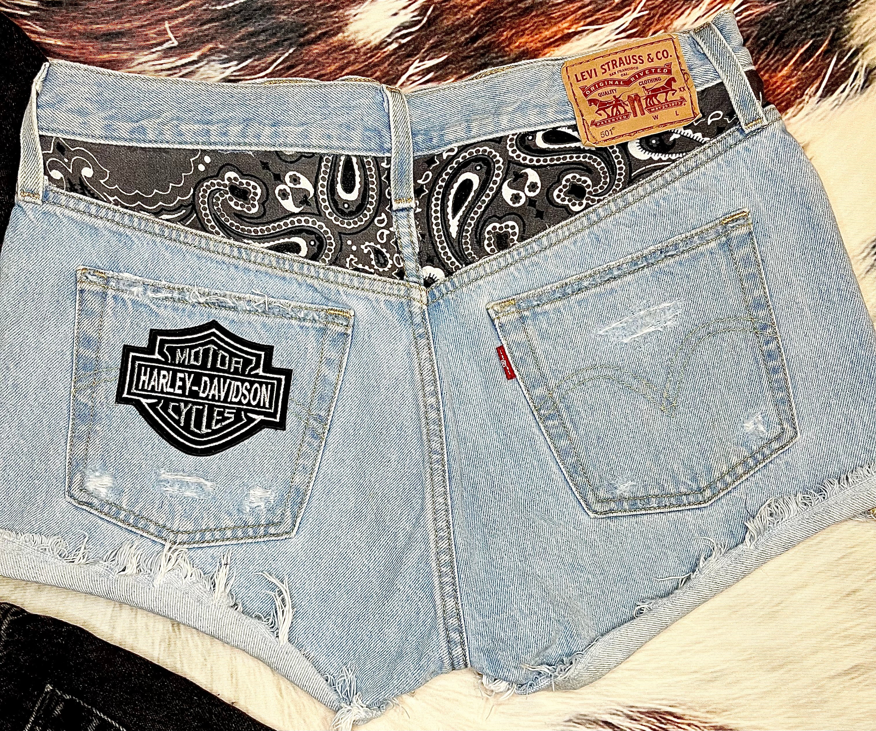 Custom Distressed Harley Shorts