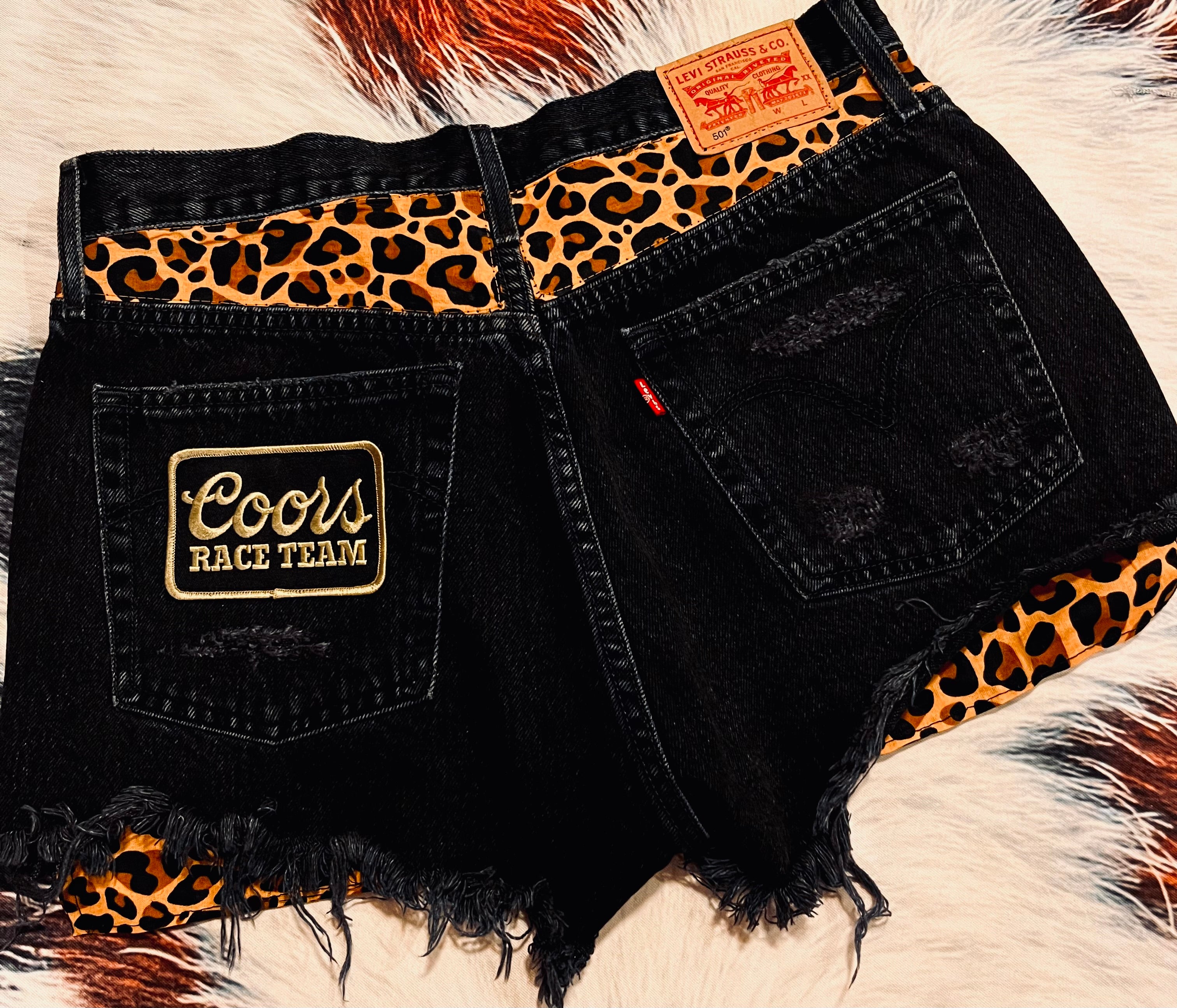Custom Leopard Coors Shorts (WITHOUT matching interior peekaboo pockets)
