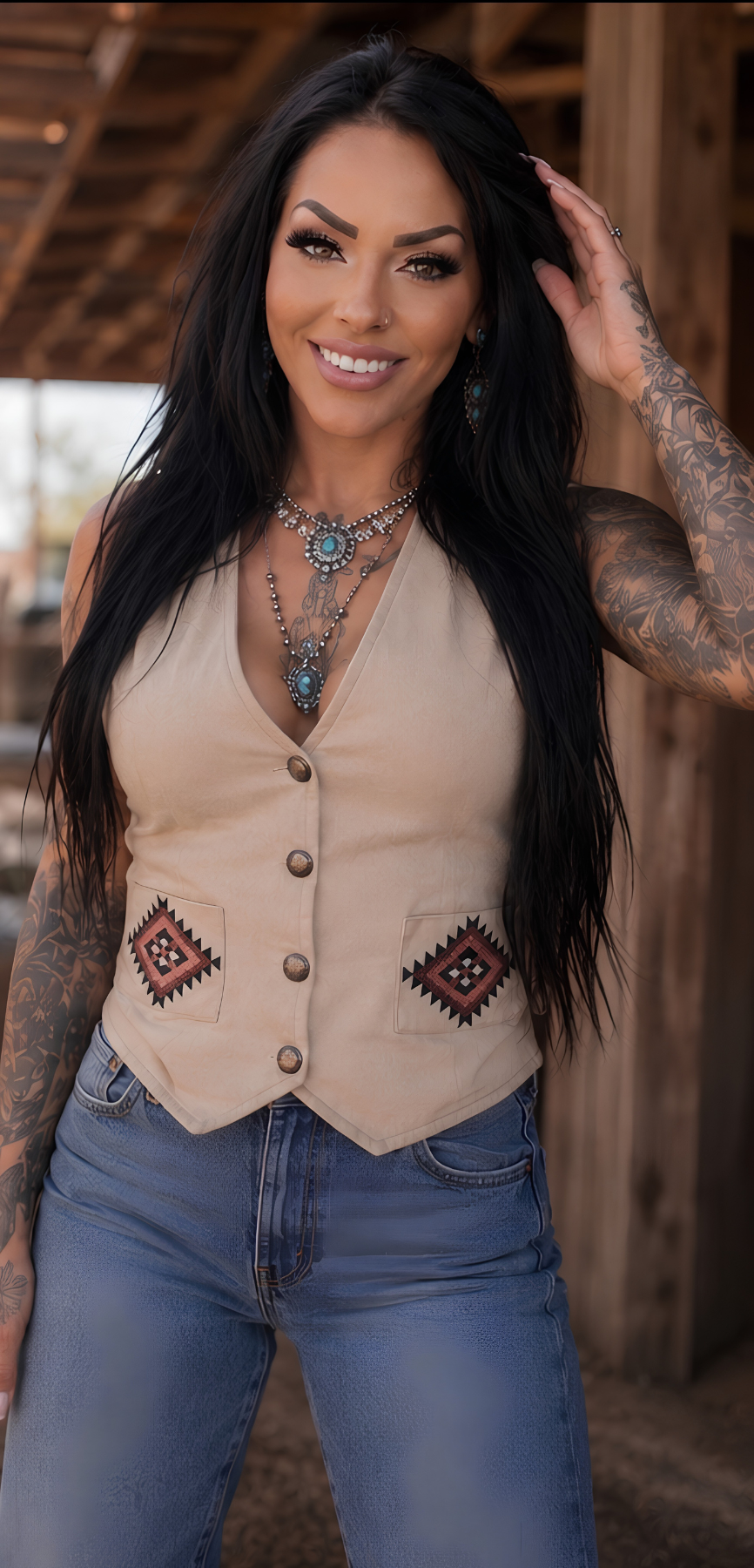 Shyanne Southwestern Suede Embroidered Vest
