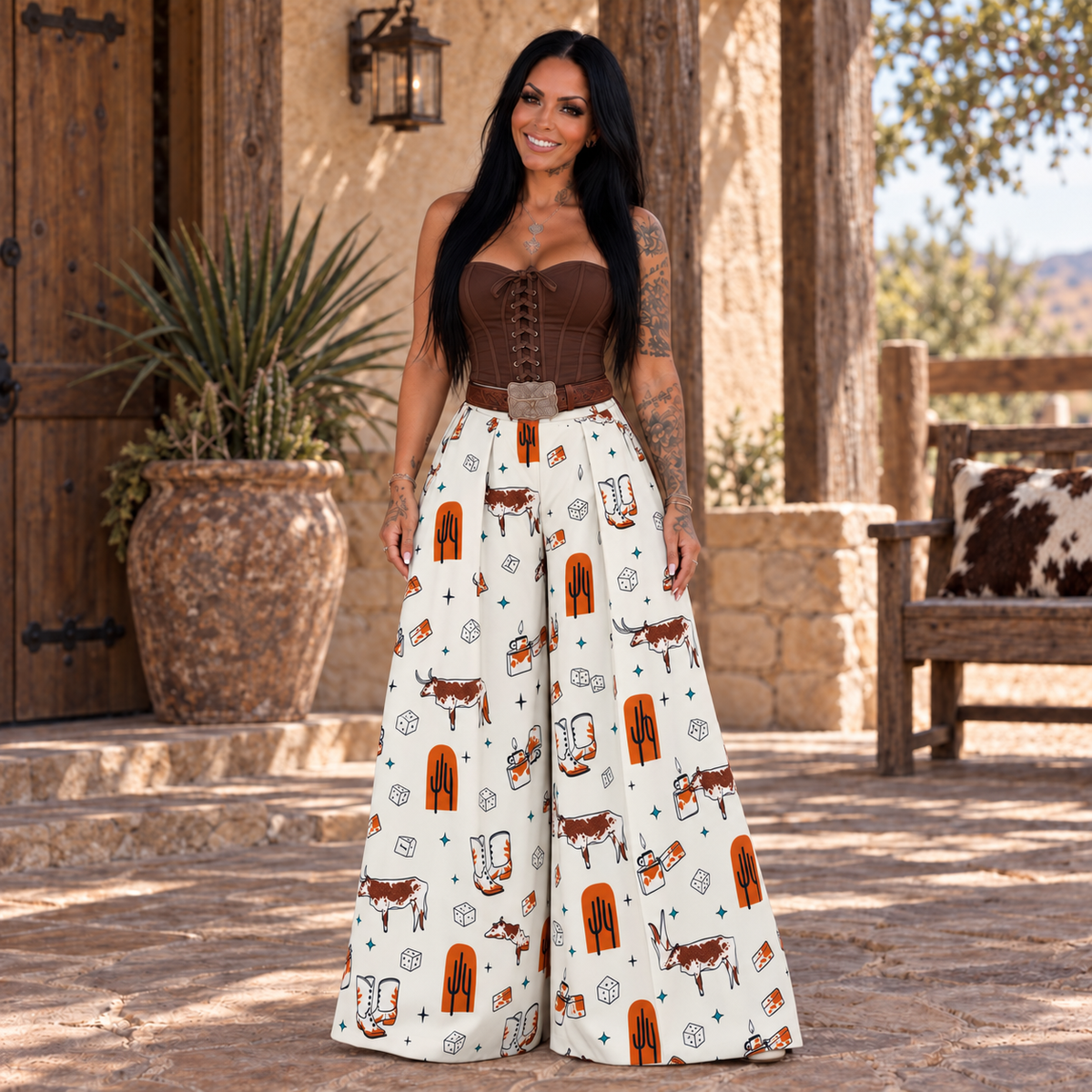 Western Wide Leg Pants