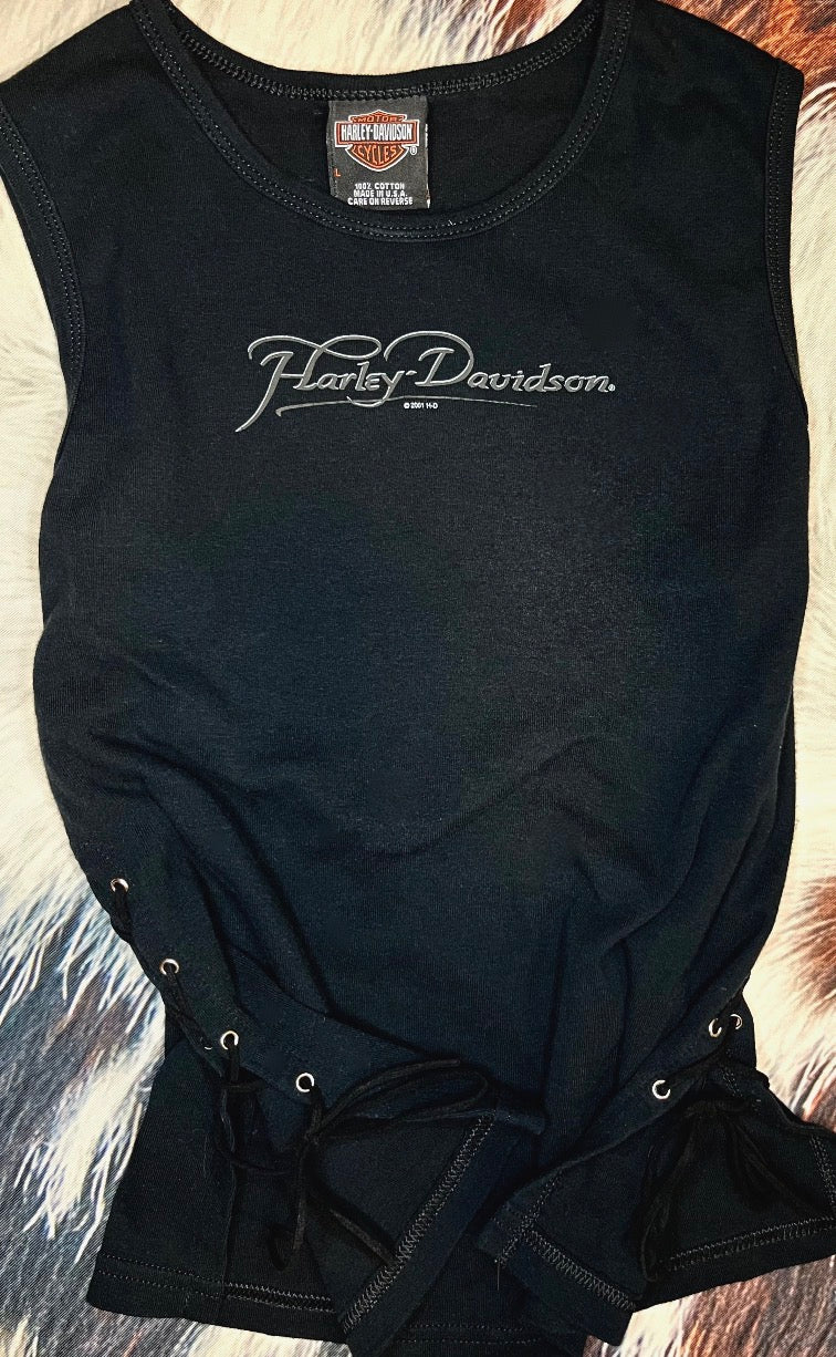 Vintage Harley Davidson Tank with side ties