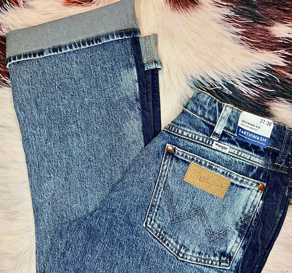 Wrangler Acid-Wash High Rise Bootcut Jeans