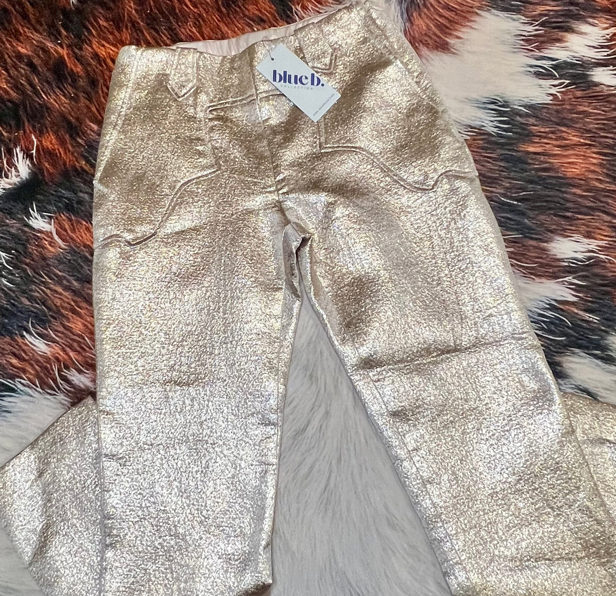 Champagne Rodeo Metallic High-Rise Pants