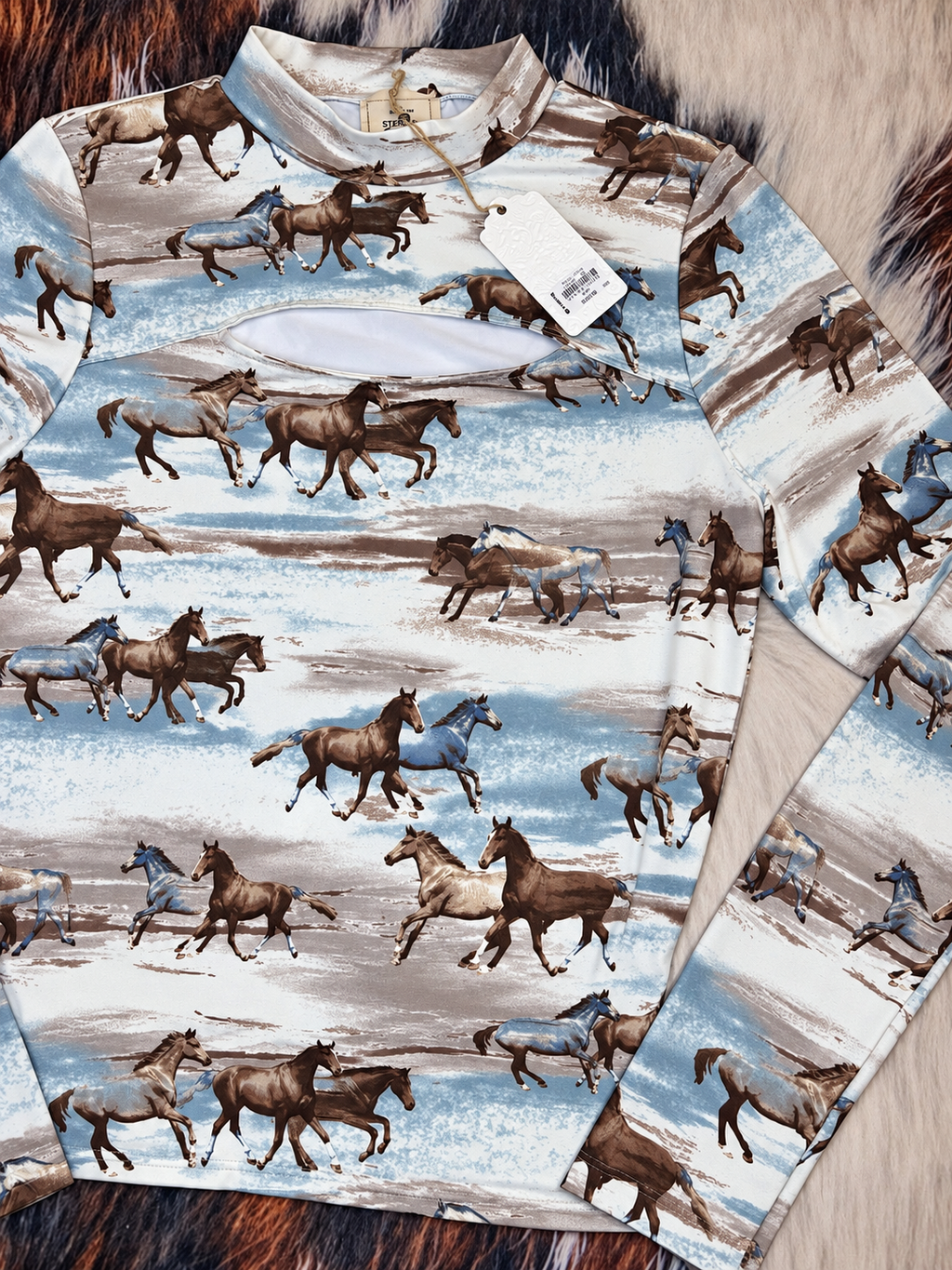 Wild at Heart Horse-Print Cutout Top