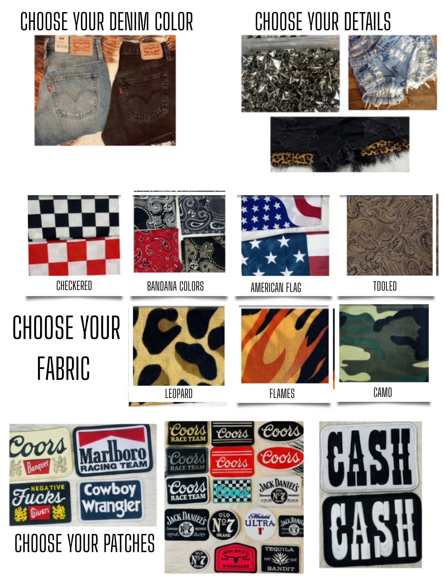 Build Your Own Custom Shorts (design steps at bottom of custom shorts section)